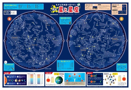 大きな天体図で見やすい 光る！ 星と星座