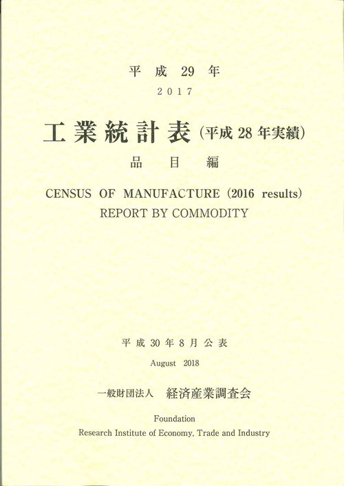 平成29年　工業統計表（平成28年実績） 品目編